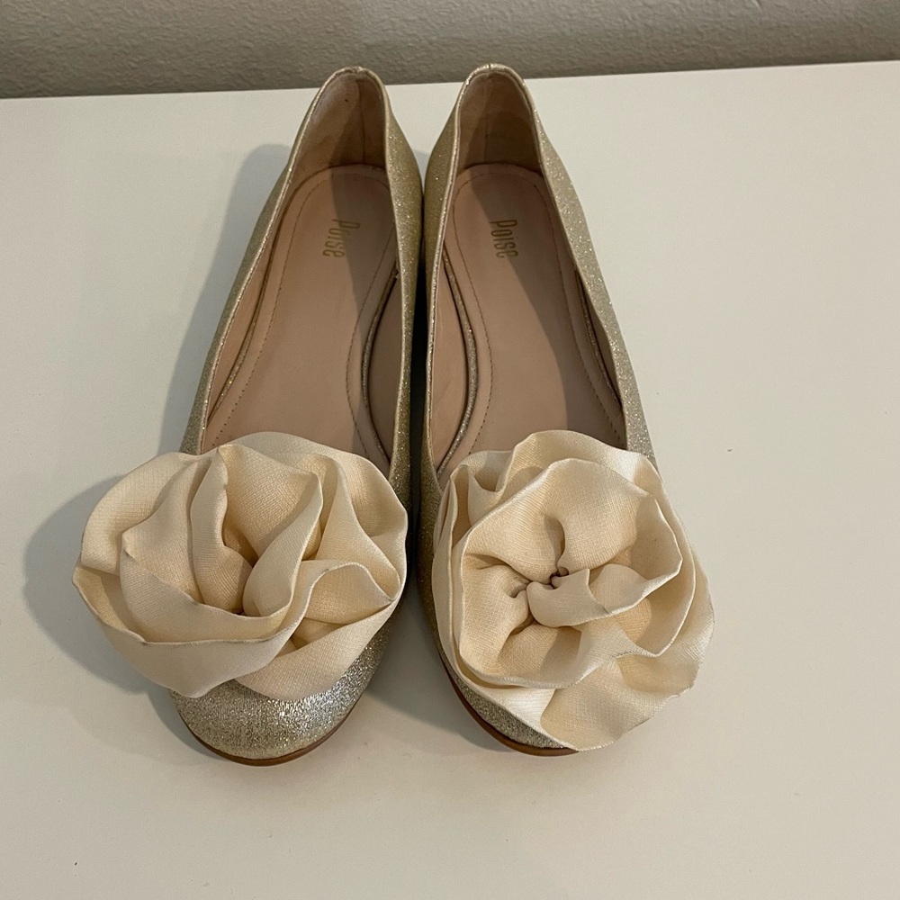 🇱🇧 Poise ballet flats in glitter champagne